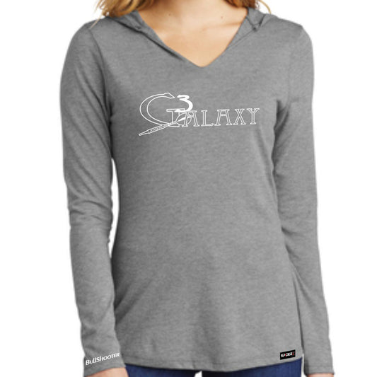 Hooded Long Sleeve Womens Tee - Galaxy 3 Logo